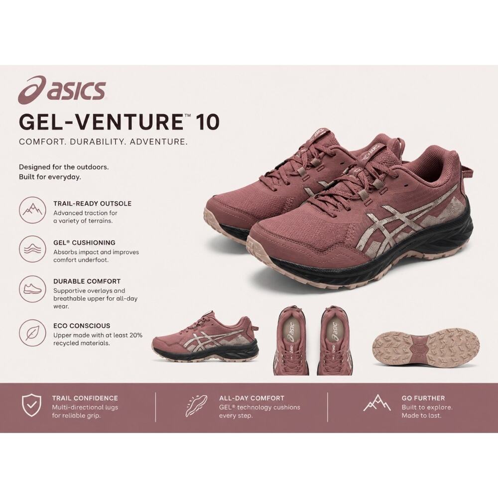 ASICS Gel-Venture 10 Women's Trail Running Shoes Rubble Red / Fawn